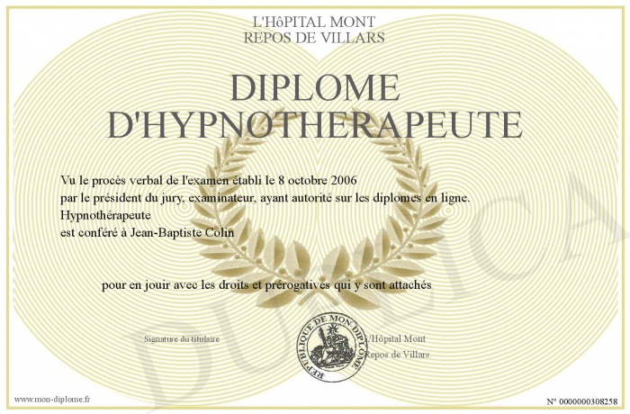 diplome hypnotherapeute
